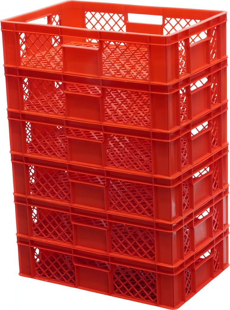 6 Stück Bäckerkisten / Brotkisten 600 x 400 x 150 mm versch. Farben : rot Farbe: rot