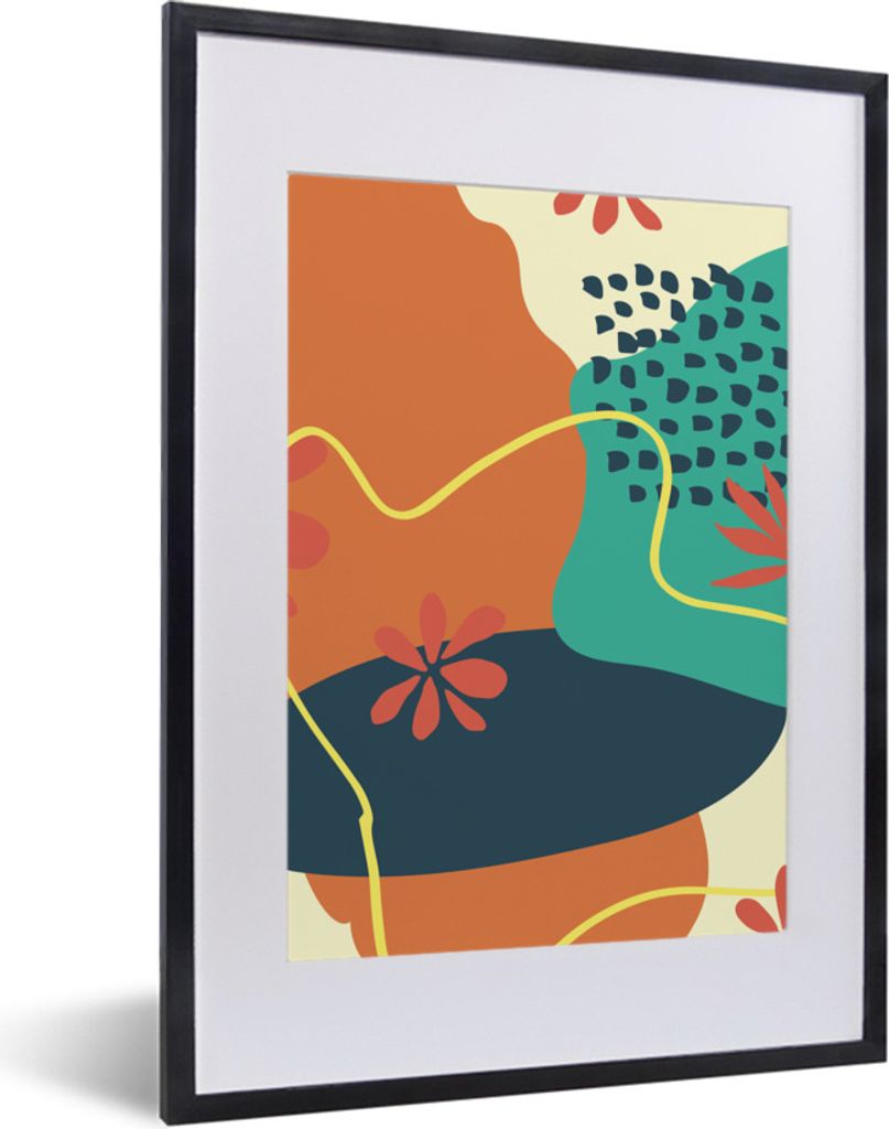 MuchoWow Gerahmtes Poster Sommer - Flecken - Pastell 30x40 cm - Poster mit Schwarzem Bilderrahmen Wandposter Rahmen Foto Bilder - Wandposter Schl...