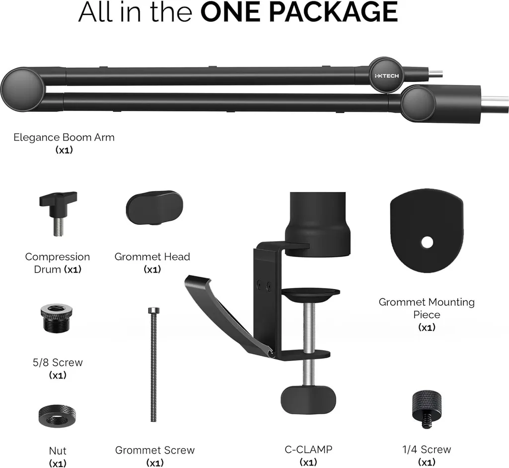 IXTECH Elegance Bras de Micro - Support Micro Ajustable 360° Podcast - 9