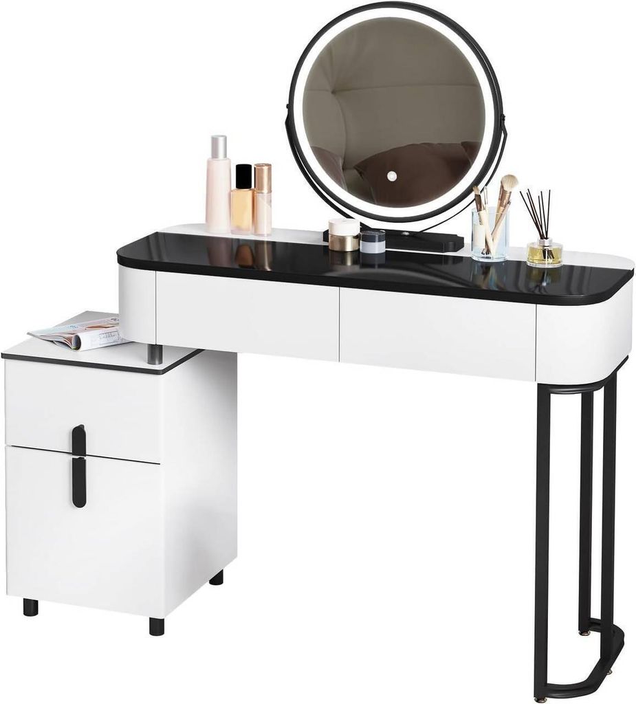 WOLTU Schminktisch mit LED, Glasplatte,  Seitenschrank, Produktbild 2