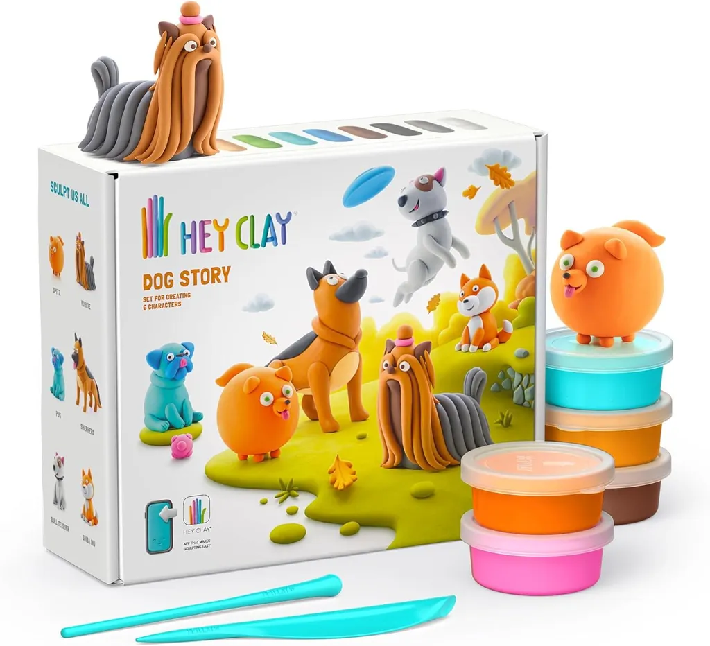 Activité Manuelle Enfant : Hey Clay Dog Story avec 15 Pots pour Modeler