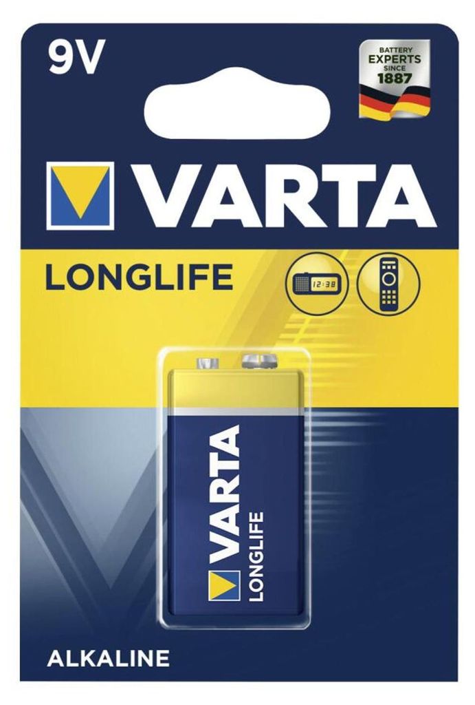 Varta Longlife Extra 9V, Baterie na jedno použití, 9V, Obrázek produktu 
