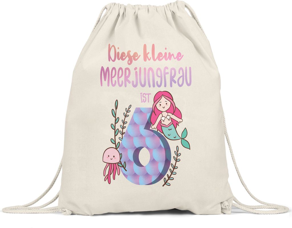 Diese Kleine Meerjungfrau Ist 6 Turnbeutel Gymsack Geburtstagsgeschenk 6. Geburtstag Süßes Motiv