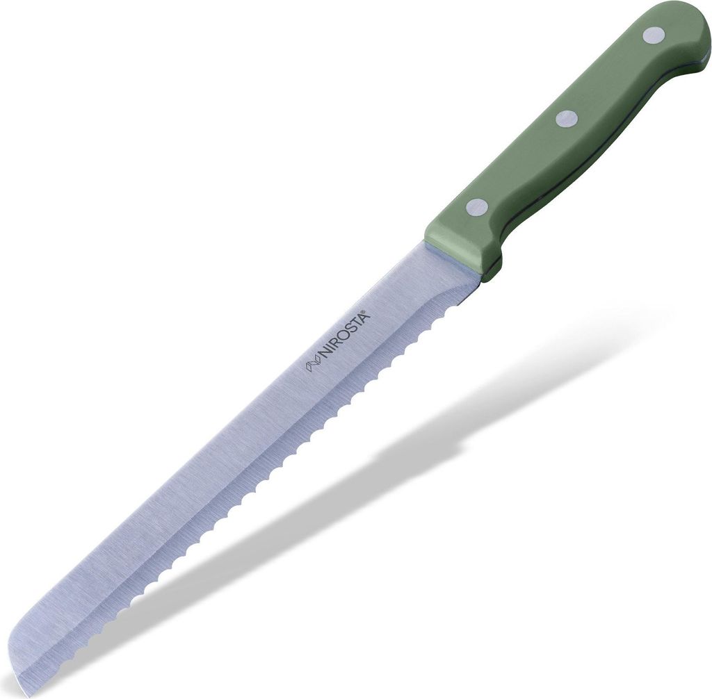 Nirosta Brotmesser mit 20 cm Wellenschliff-Klinge und ergonomischem Griff in Graugrün Perfekt für jede Küche