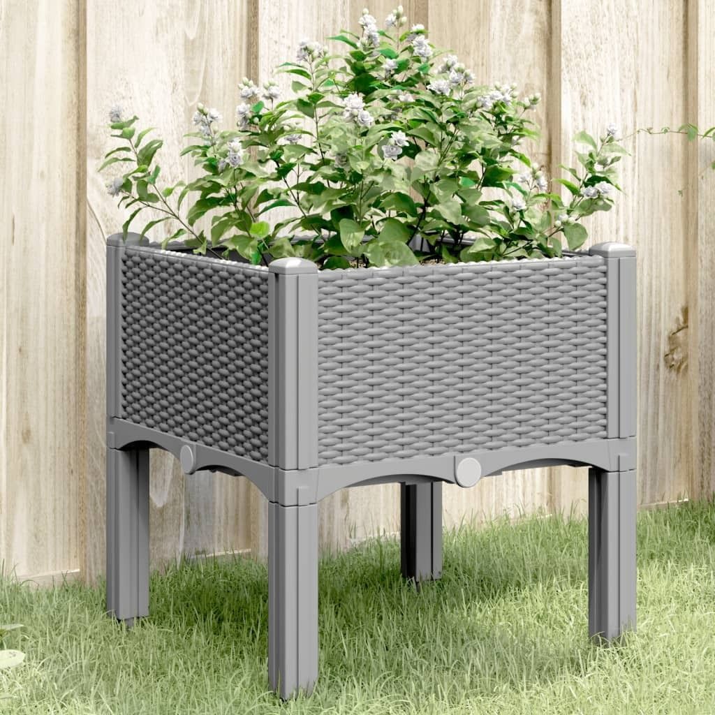 CLORIS Pflanzkasten mit Beinen Hellgrau 40x40x42 cm PP 367887