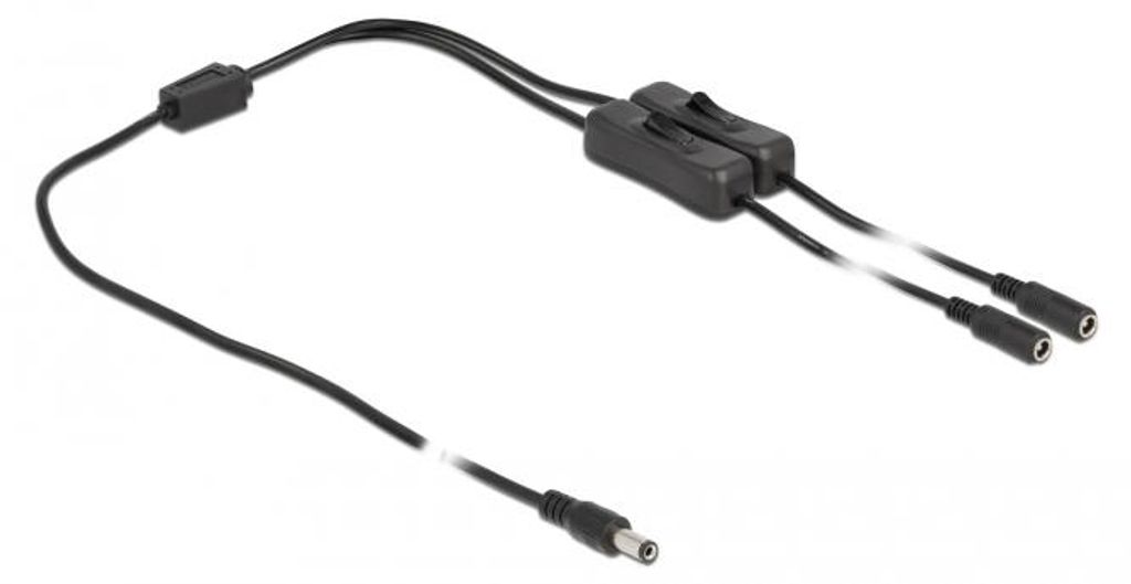 Delock Kabel DC 5,5 x 2,1 mm Stecker zu 2 x DC Buchse mit Schalter 1 m