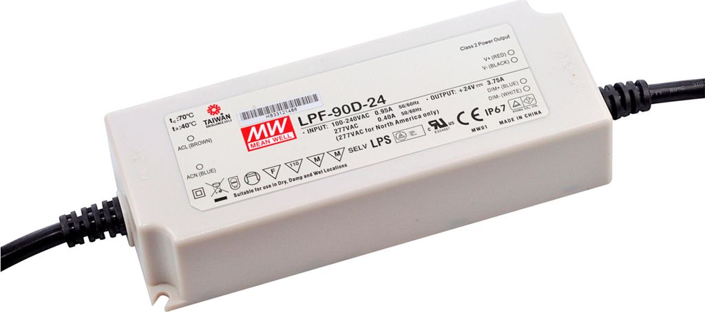 MEANWELL LPF-90D-42, Installationsnetzteil, IP67 90W 42V 2,15A CV+CC dimmbar