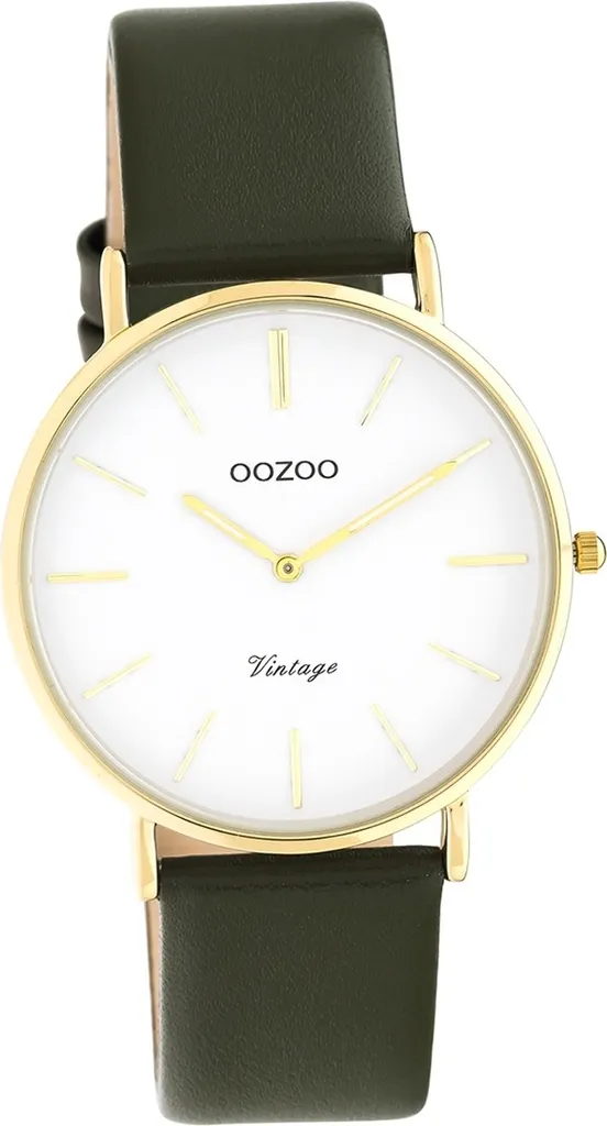 Oozoo orologio da donna in pelle C20227 orologio analogico al quarzo bracciale verde oliva serie vintage D2UOC20227