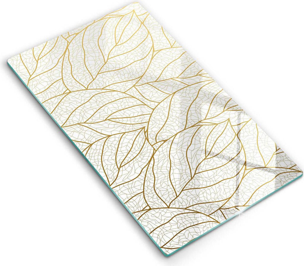 Abdeckung Glas - Küchenabdeckung - 30x52 cm - Abdeckplatte - Line-Art-Blättermuster