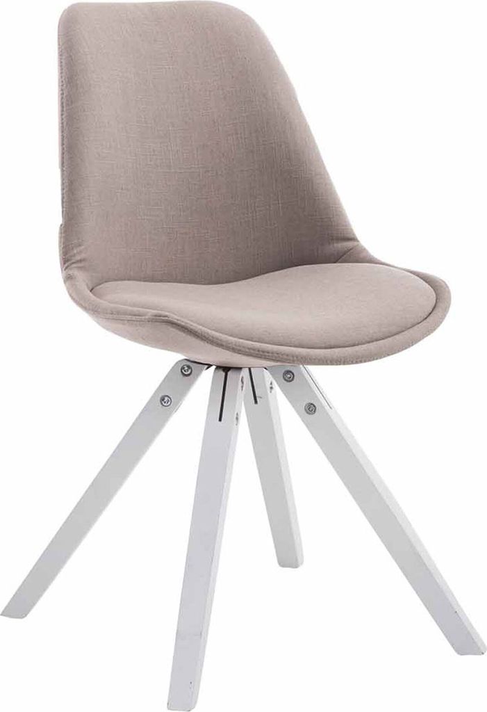 TPFLiving Besucherstuhl Toulon Stoff Gestell Buchenholz weiß Square taupe