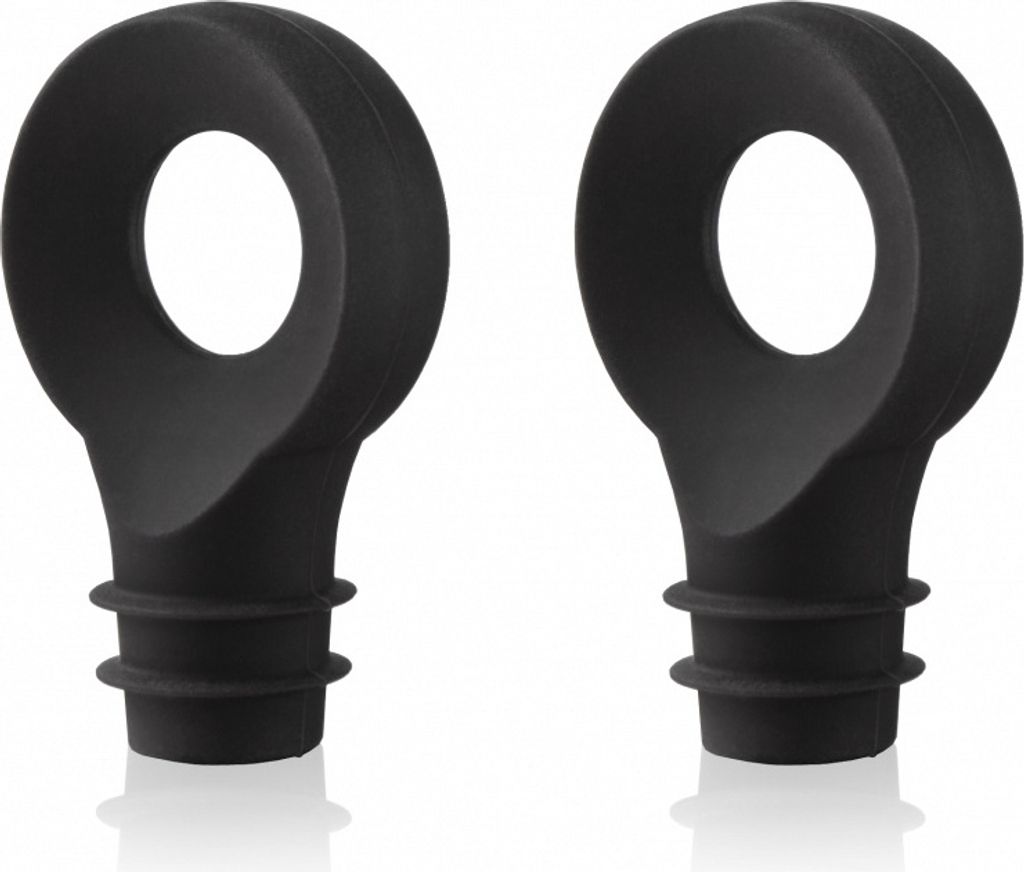 Vacu Vin Flaschenstopfen 2er Set, Weinstopfen, Flaschenverschluss, Silikon, Schwarz, 08874606