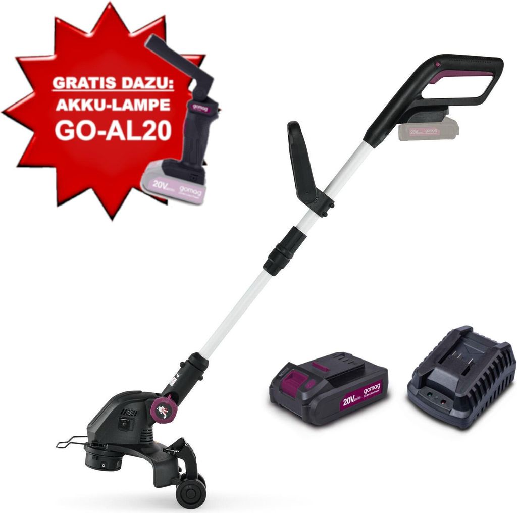 Gomag GO-RT300 Akku-Rasentrimmer Trimmer 20V 30cm Schnittbreite inkl. Zubehör
