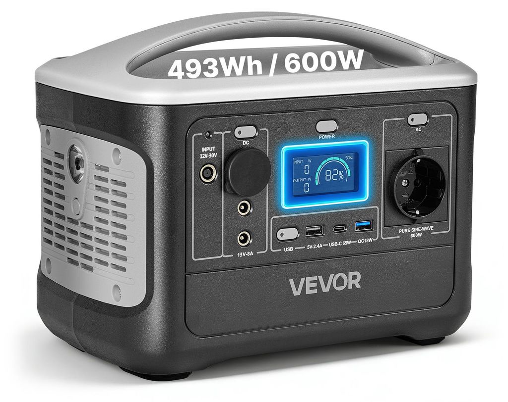 VEVOR Tragbare Powerstation, 600W Solargenerator, 493Wh Produktbild 