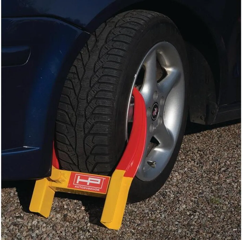 Griffe de parking en acier rouge et jaune L485xl345xH90mm SB emballage