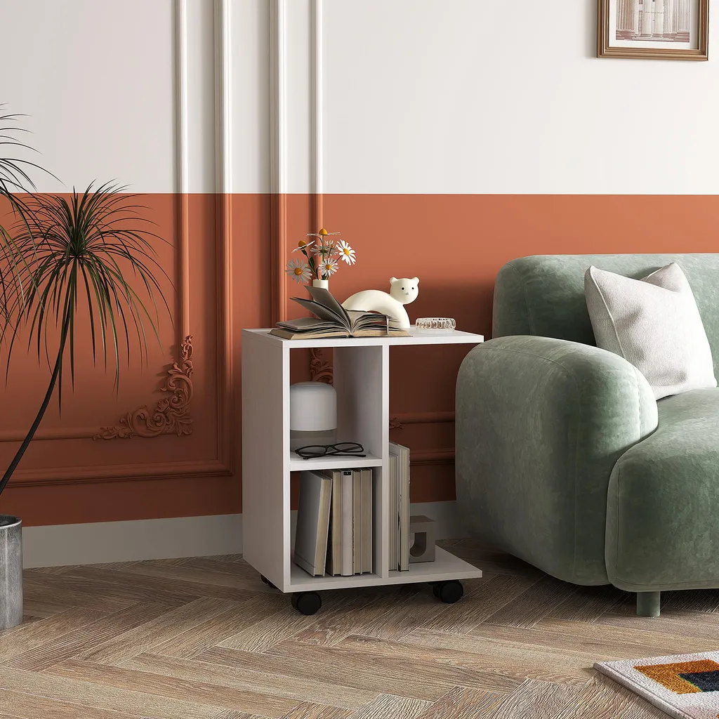 Table de lit blanche en C pour ordinateur, table d'appoint HOMCOM mobile