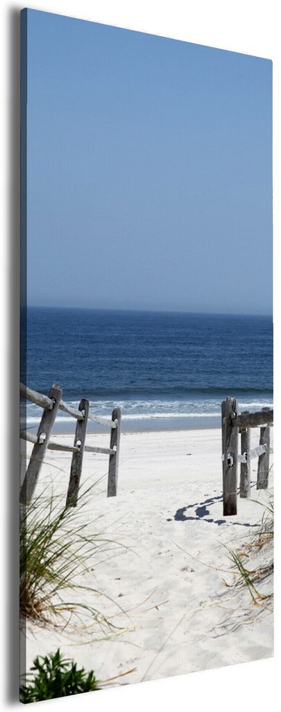 Wallario Premium Leinwandbild Blick auf Strand in Größe 80 x 200 cm