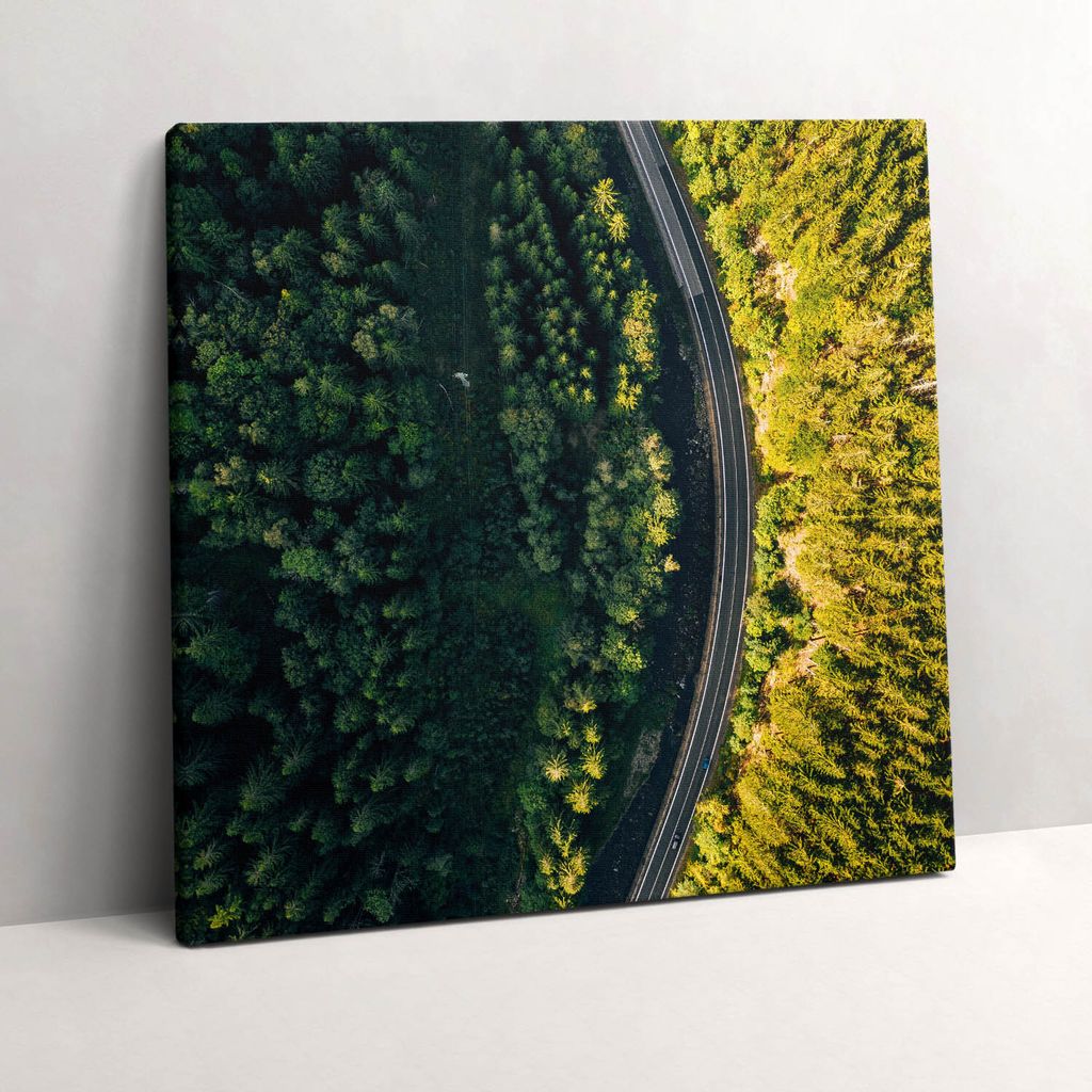 Forest from a drone - Mount Śnieżka – Leinwandbild Wandbild – 60x60 cm – Leinwandbilder – Wandbilder – Schlafzimmer – Flur