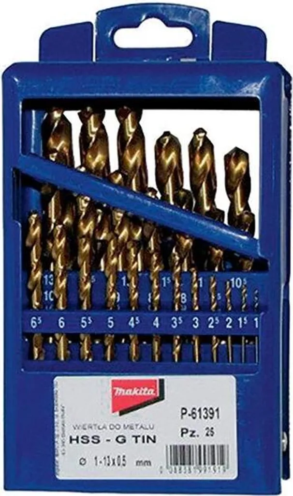 Makita P-61391 Set 19 Punte Elicoidali HSS-G TiN | Kit Metallo Professionale