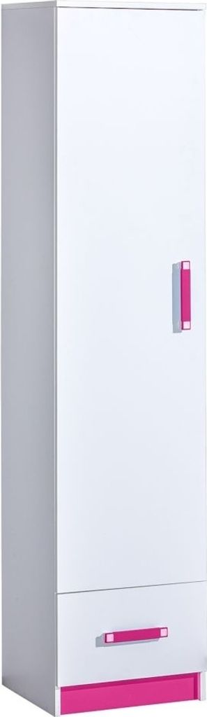 Kinderzimmer - Schrank Frank 05, Farbe: Weiß / Rosa - 189 x 45 x 40 cm (H x B x T)