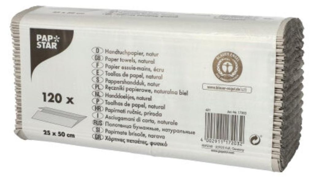 120 Blatt Handtuchpapier C-Falz 51 cm x 24 cm natur 1-lagig Produktbild 