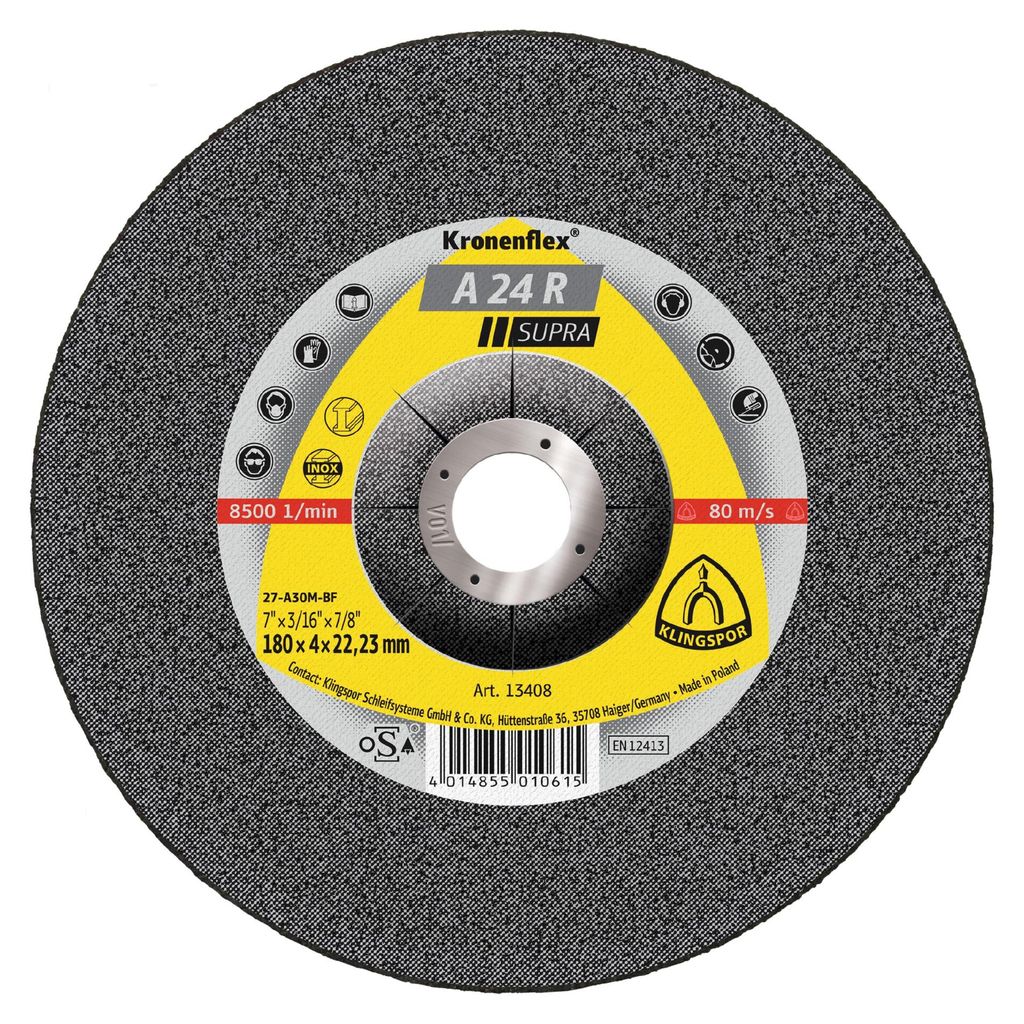 Klingspor A 24 R Schruppscheiben, 230 x 4 x 22,23 mm gekröpft 10 Stk