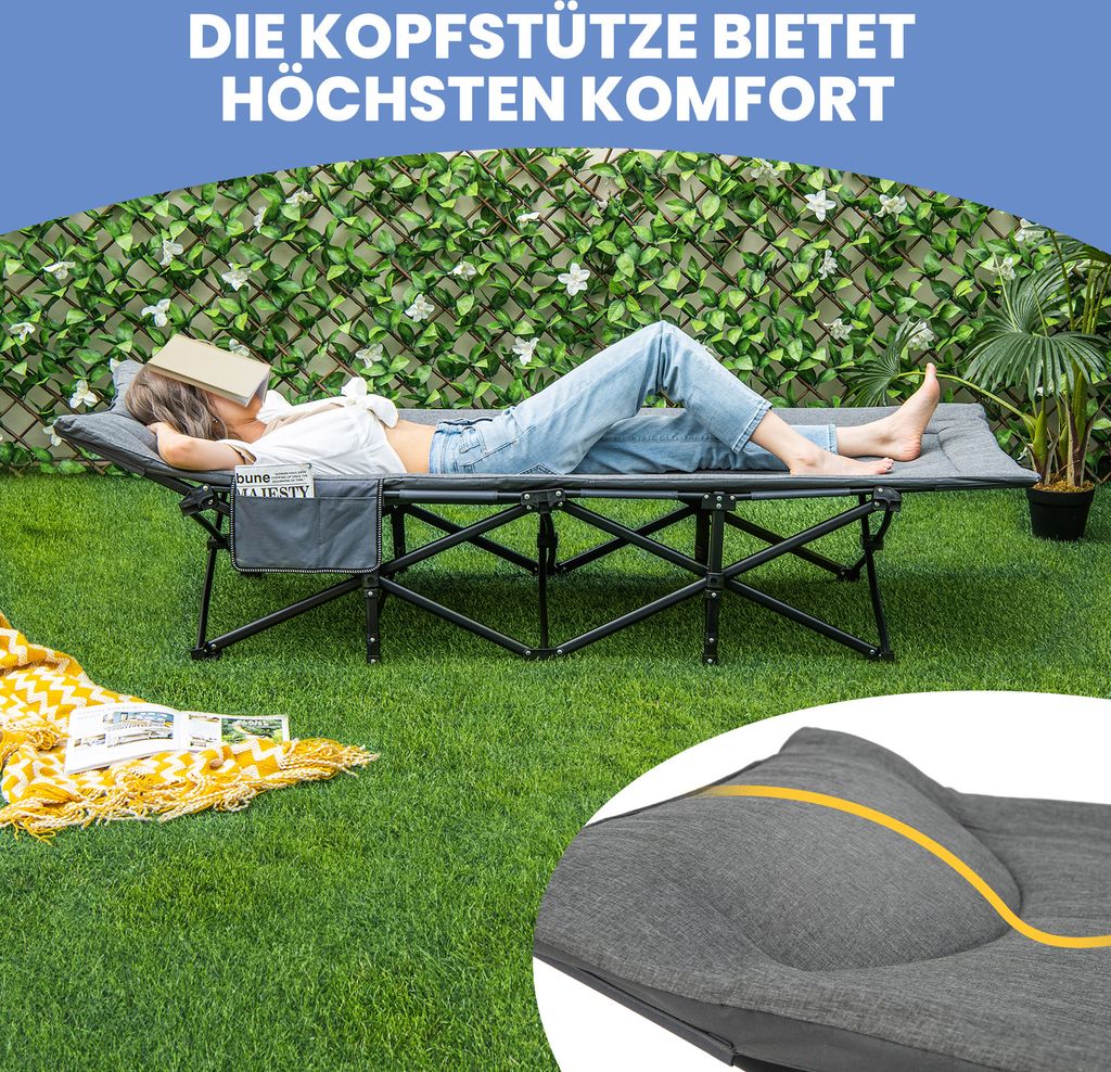 Letto Da Campeggio Pieghevole Con Materasso Integrato, Porta Fino A 200 Kg, Tasche Laterali, Custodia Inclusa
