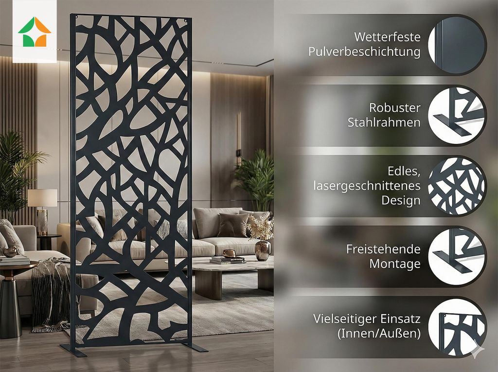 Dekorative Metallpaneel Metallsichtschutzwand - Roma Produktbild 