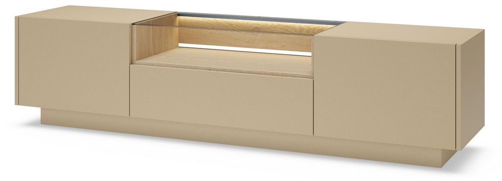 Masseno TV-Schrank PORTA 176,4 cm Fernsehschrank mit 1 Schubladen und 2 Türen TV-Lowboard für Wohnzimmer Modern 176,4x39,5x43,4 cm Beige / Eichef...