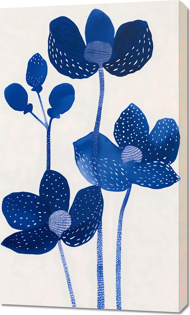 Tableau mural Fleurs nocturnes 60x100 cm pour décoration de salon chic