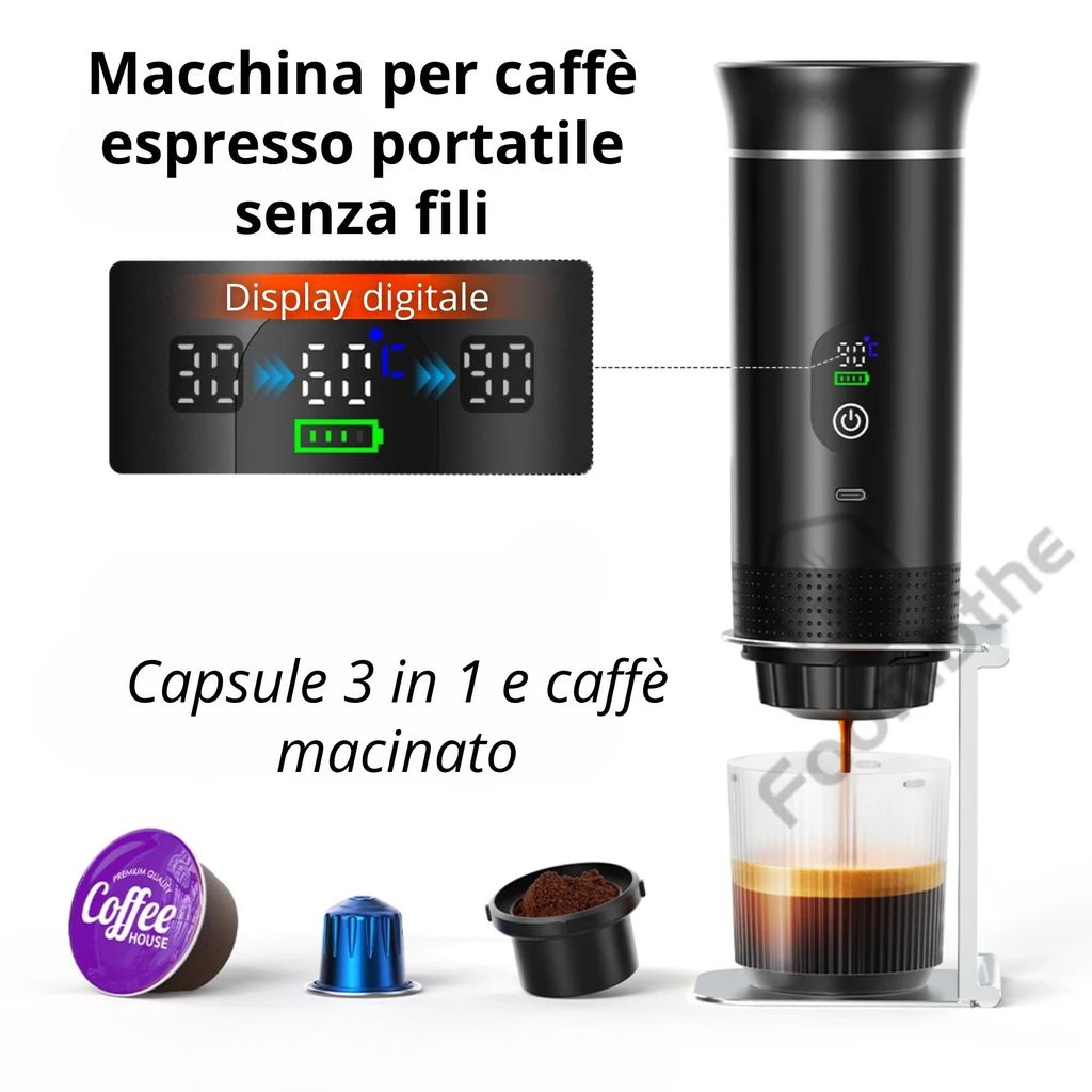 Macchina da Caffè Espresso Portatile Senza Fili – 3 in 1 Immagine del prodotto 