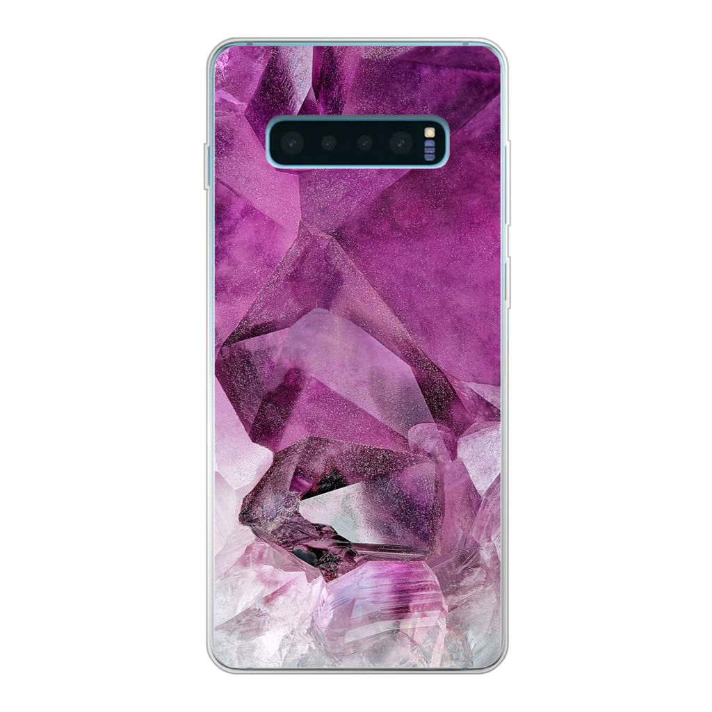 MuchoWow Handyhülle Schutzhülle Hülle für Samsung Galaxy S10 Lite Naturstein - Lila - Luxus Silikon Softcase Handy Hülle - Schutz