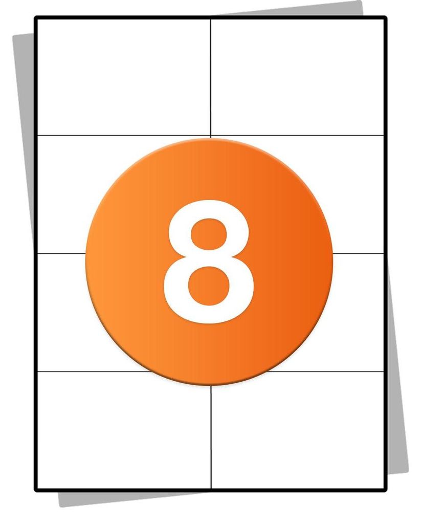 A4-Aufkleberbögen - Adressaufkleber - Geeignet für Tintenstrahl- und Laserdrucker - 8 pro Blatt - 105x74MM