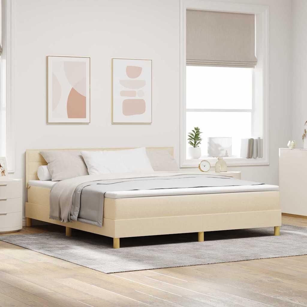 Maison Exclusive - LED Boxspringbett mit LED-Lichtleisten Creme 180 x 200 cm Stoff