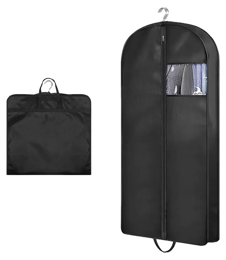 Housse de protection pour costume avec fenêtre et zip, lot de 102 cm