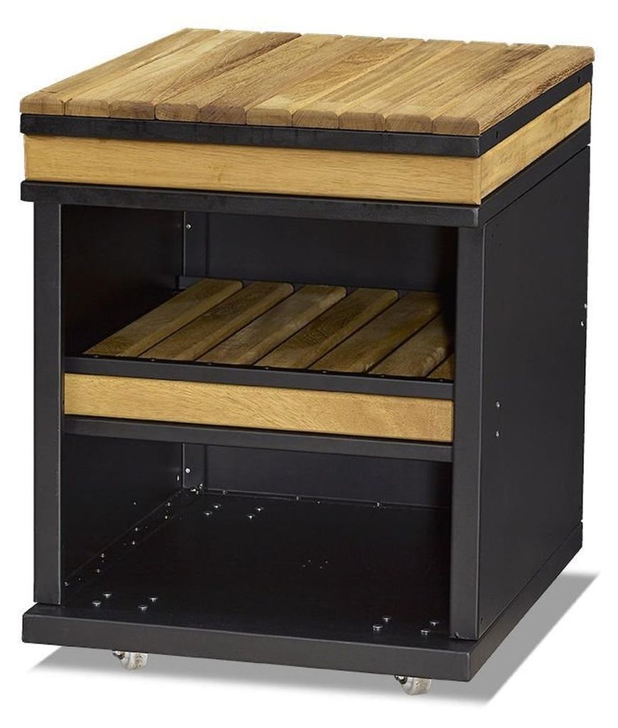 Außenküchenmodul aus Holz und Edelstahl in Braun für Garten