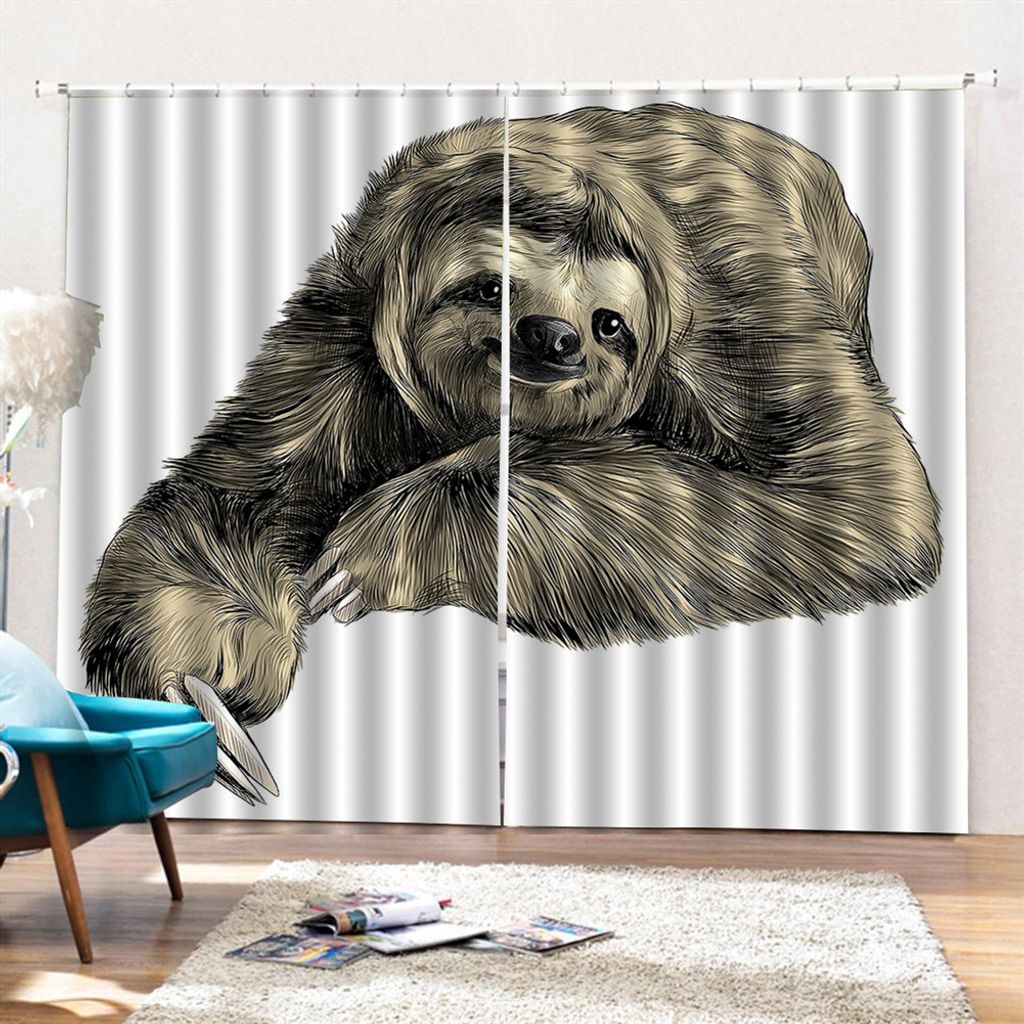 Icegrey 2 Stš¹ck Tiere Gardinen Vorh?nge Verdunkelungsvorh?nge Blickdicht 3D Curtain Schlafzimmer Wohnzimmer mit Haken, Stil 18, 140x210cm