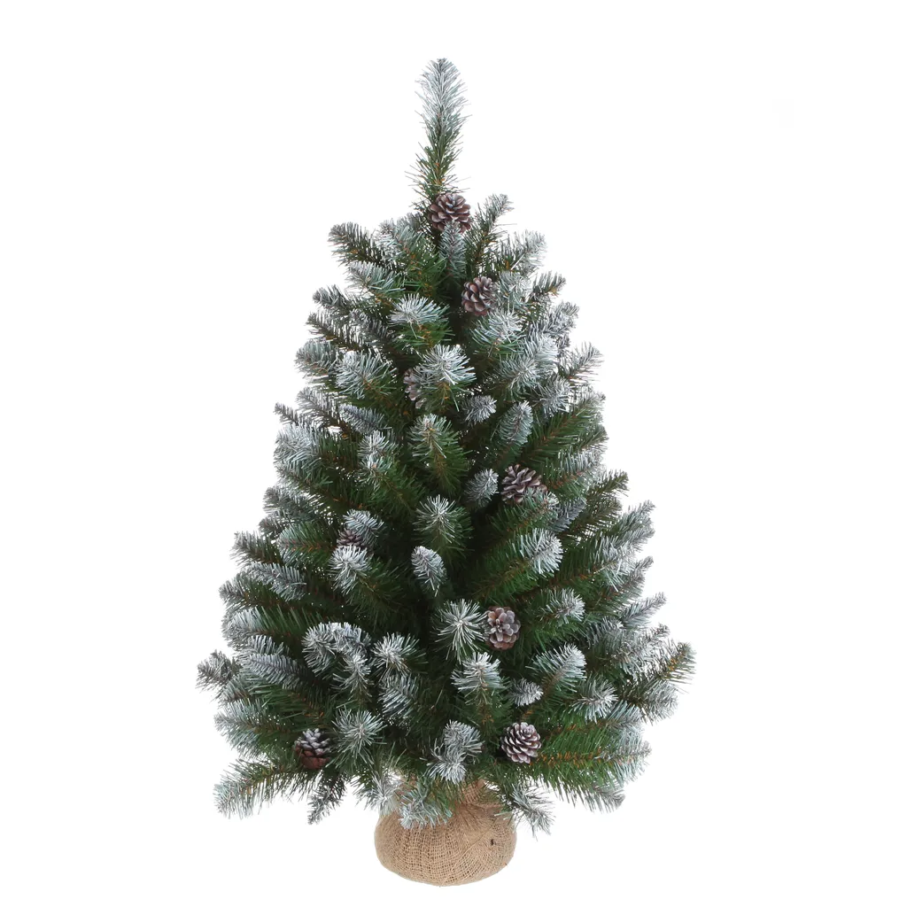 Sapin de Noël Artificiel en Sac de Jute Empress Frosted Vert 90 cm