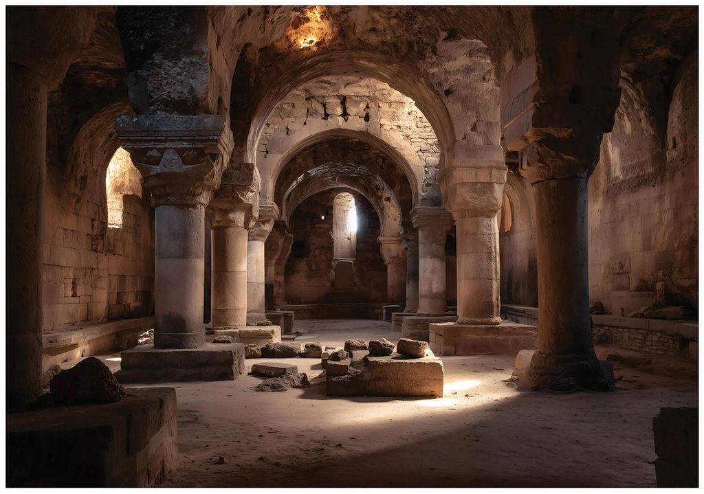 Fototapete Architektur Felsen Gebäude - 400x280 cm - Vliestapete Wohnzimmer Schlafzimmer - Vlies Fototapete Braun - 16456VX8