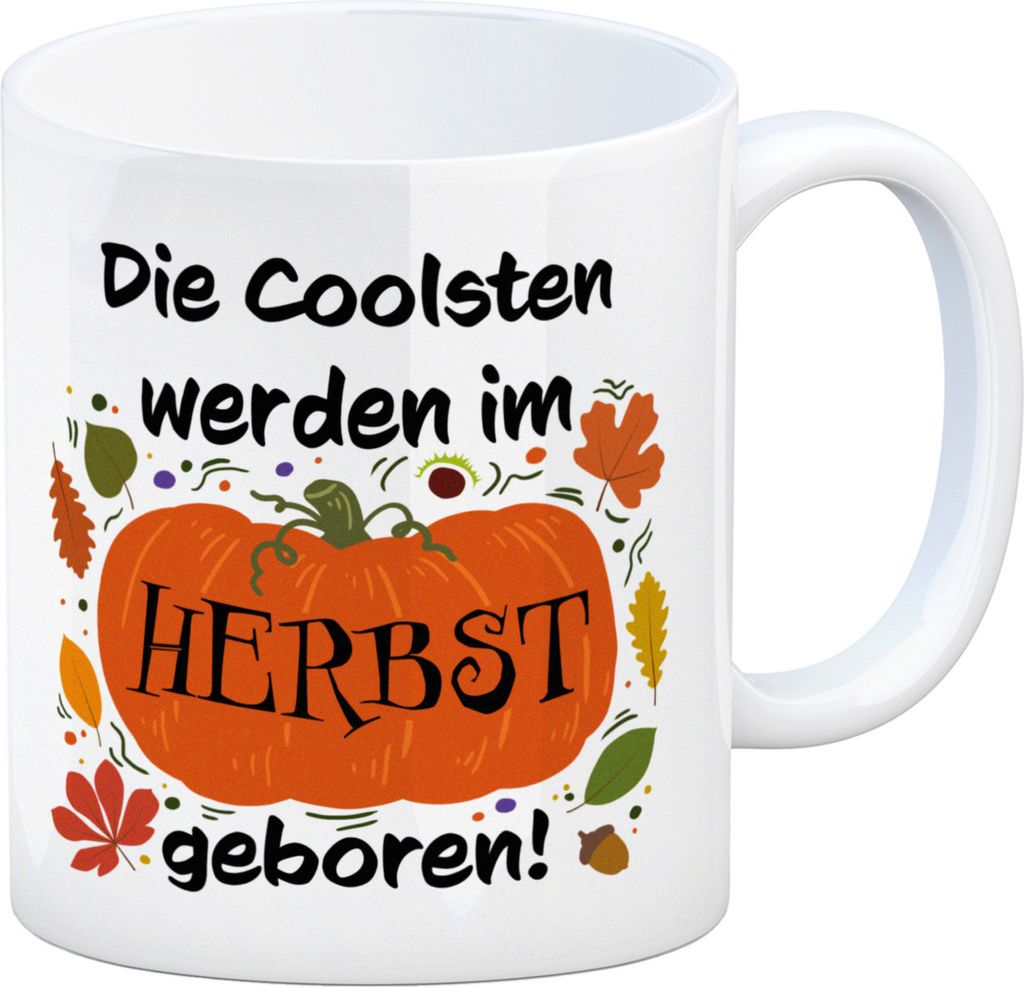 Die Coolsten werden im Herbst geboren Kaffeebecher mit Kürbis Motiv