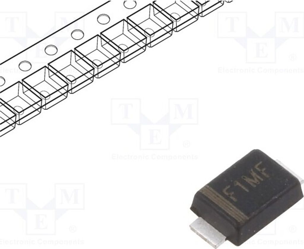 25x Diode: Gleichrichter 1000V 1A 500ns SMD Verpackung: Rolle,B F1MF Universaldiod