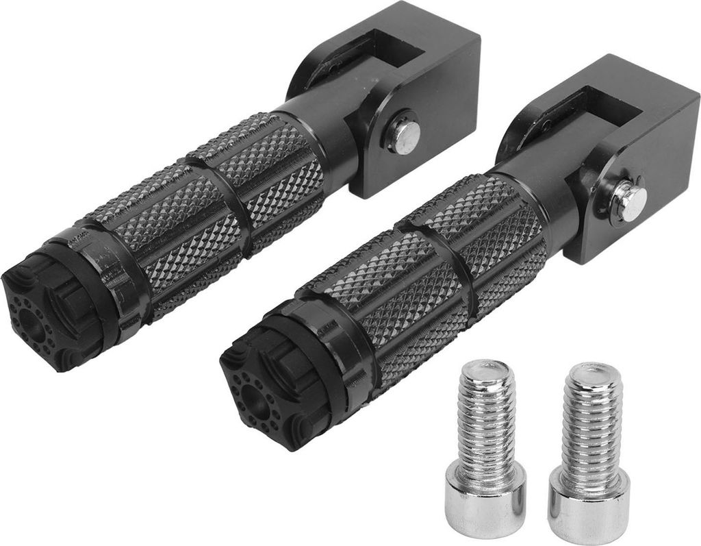 2Pcs Motorrad Faltbare Fußrasten M8 Antislip Aluminium Legierung Universal für Bikes ATV UTV Go Kart Schwarz