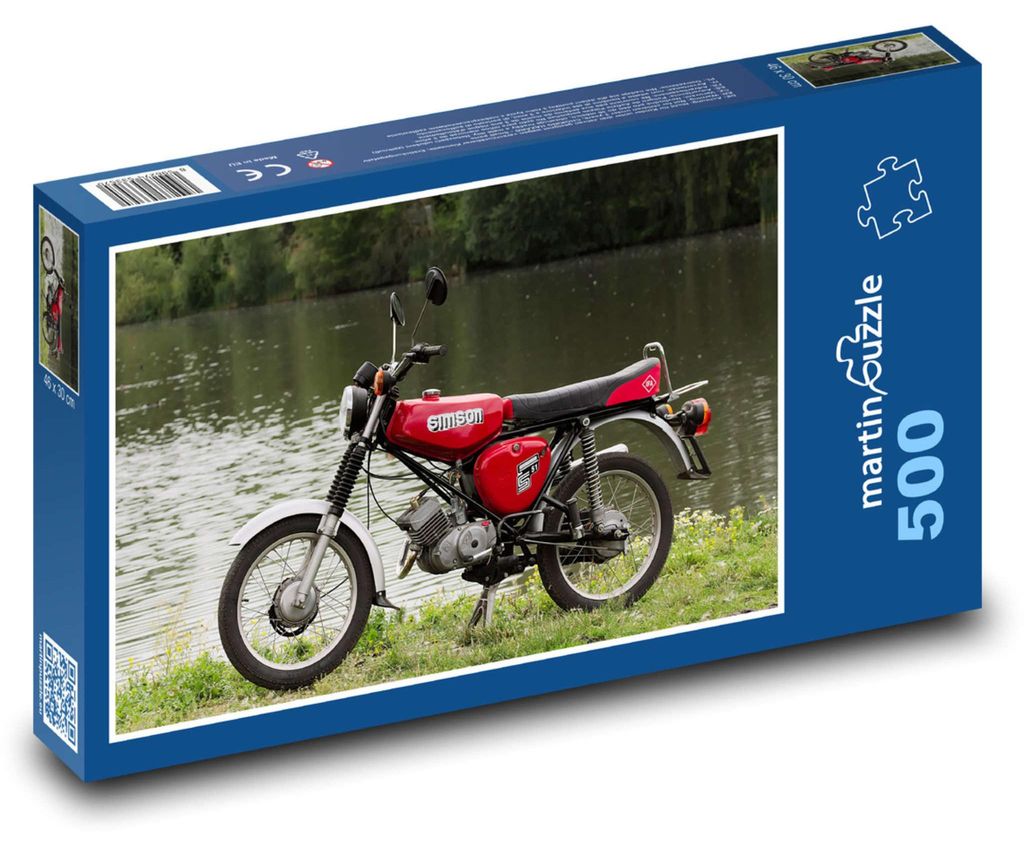 Puzzle 500 Czerwony motocykl nad wodą - martinpuzzle Zdjęcie produktu 