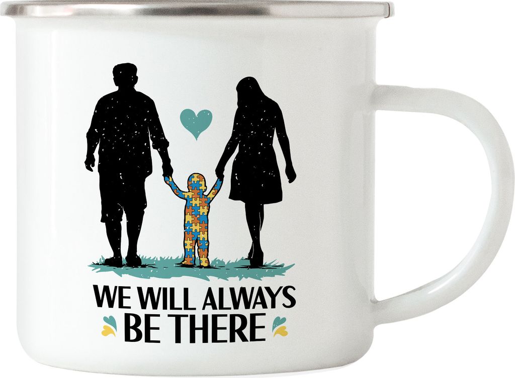 We Will Always Be There Emaille Tasse Vater Mutter Kind Motiv Süßes Geschenk