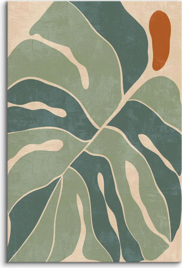 Quadro Moderno Sala da Pranzo Foglie Tropicali Boho 70x100 cm - 2