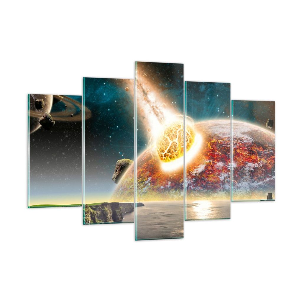 Bilder auf glas - Raum Erde Planet Komet - 150x100cm - Glasbilder - Wandbilder - Kunstdruck - zum Aufhängen bereit - Wanddekoration aus Glas - Gla...