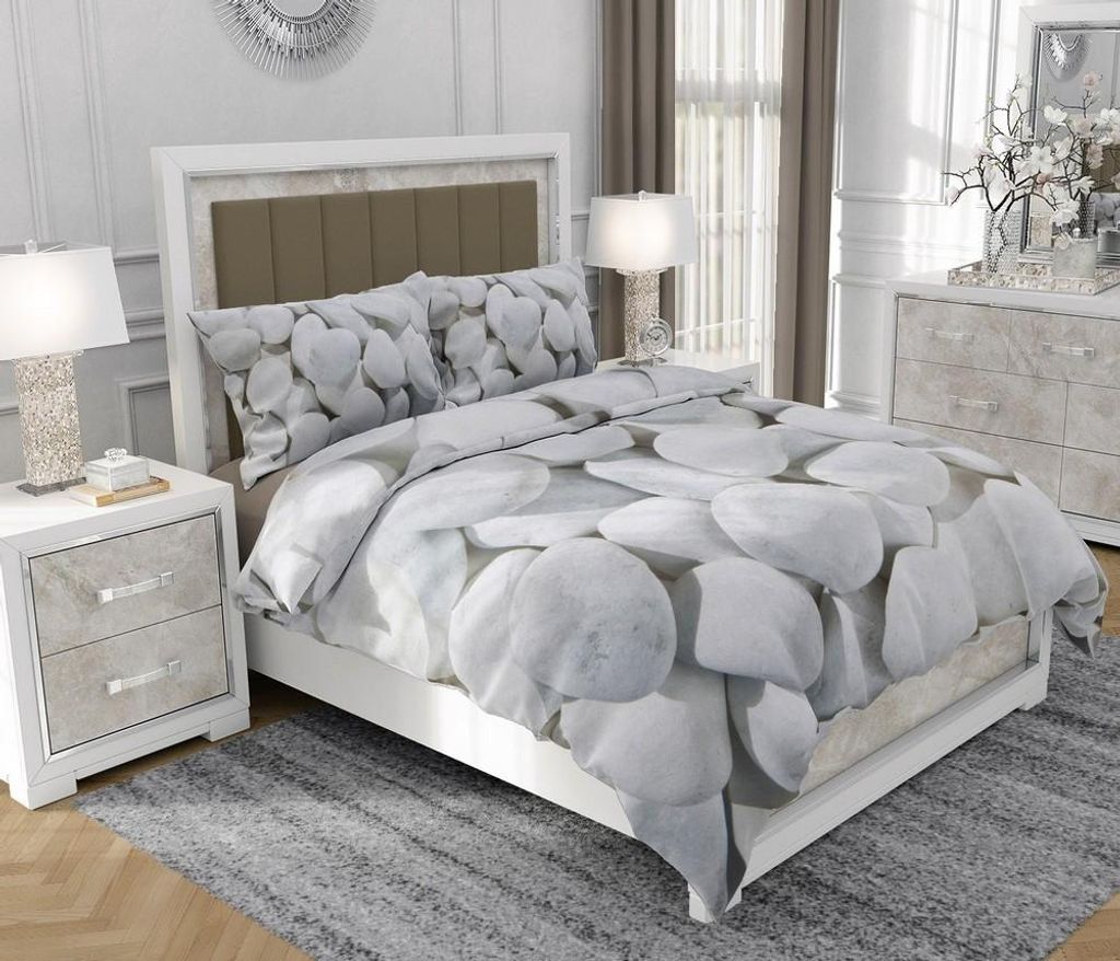 Bettwäsche 200x220 cm + 2x70x80 cm, 3-teilig, 100% Baumwolle, Satin, Reißverschluss, Bunt - SOVIO | So.0284