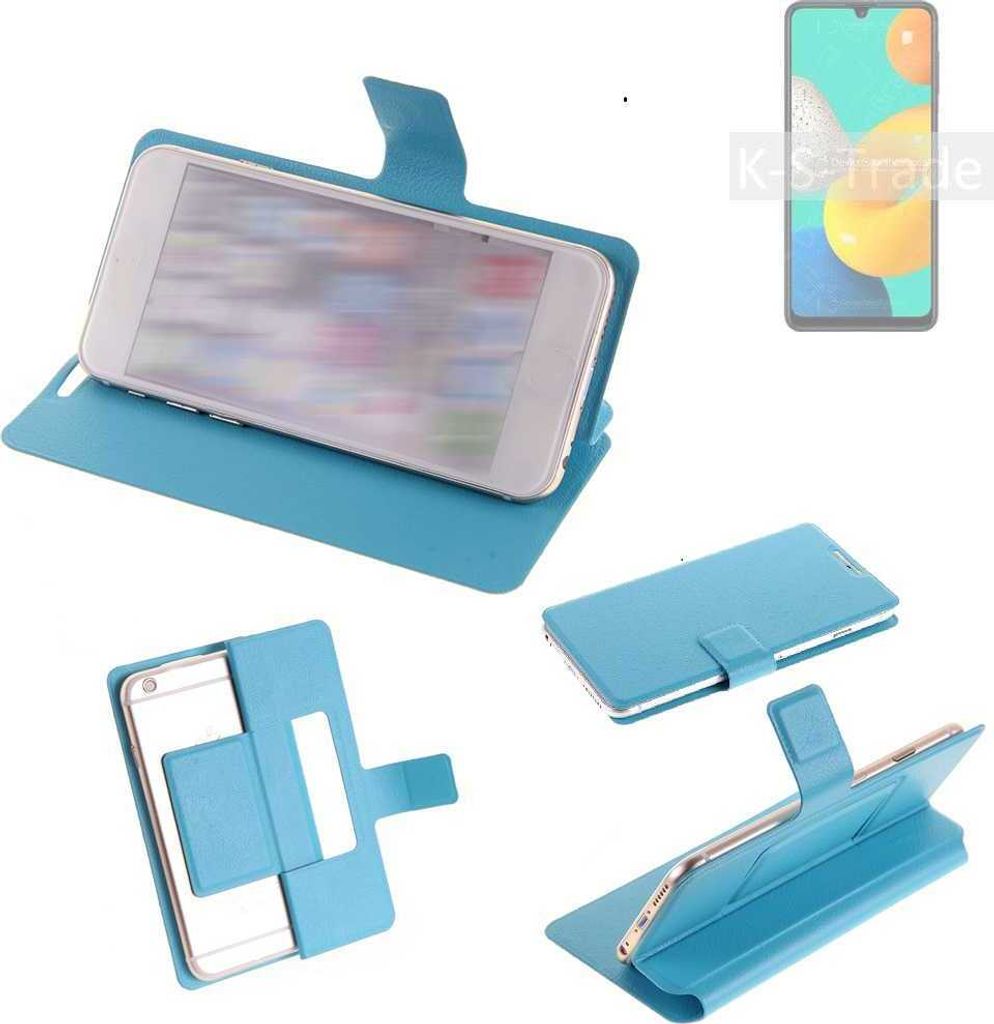 K-S-Trade Schutzhülle Handyhülle kompatibel mit Samsung Galaxy M32 Flip cover Handy case Smartphone Klapphülle blau