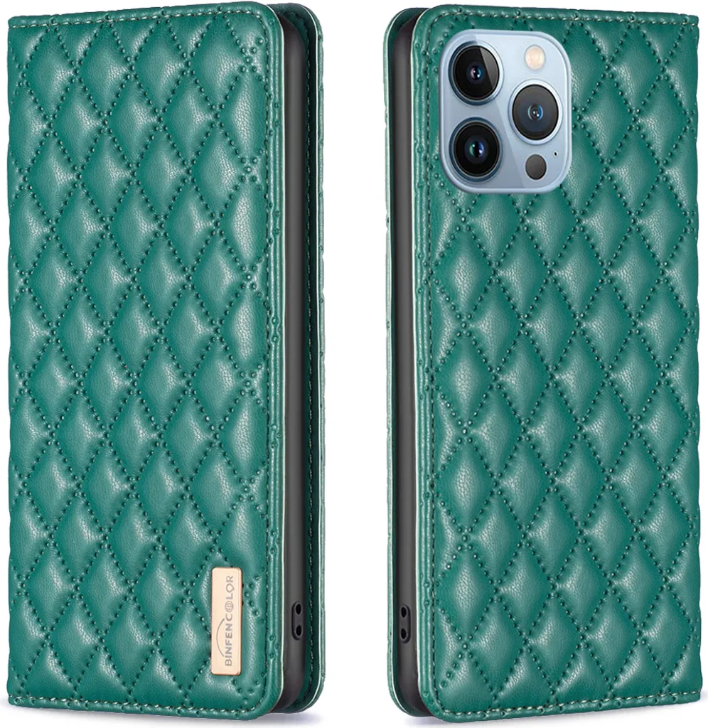 Cover Portafoglio iPhone 13 Pro Max Verde: Pelle Elegante e Supporto