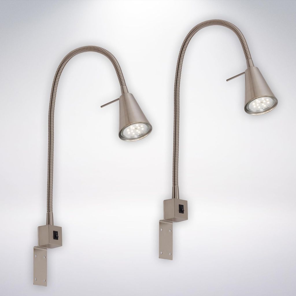 2 x LED flexibilní nástěnná lampa na čtení s vypínačem GU10 Obrázek produktu 