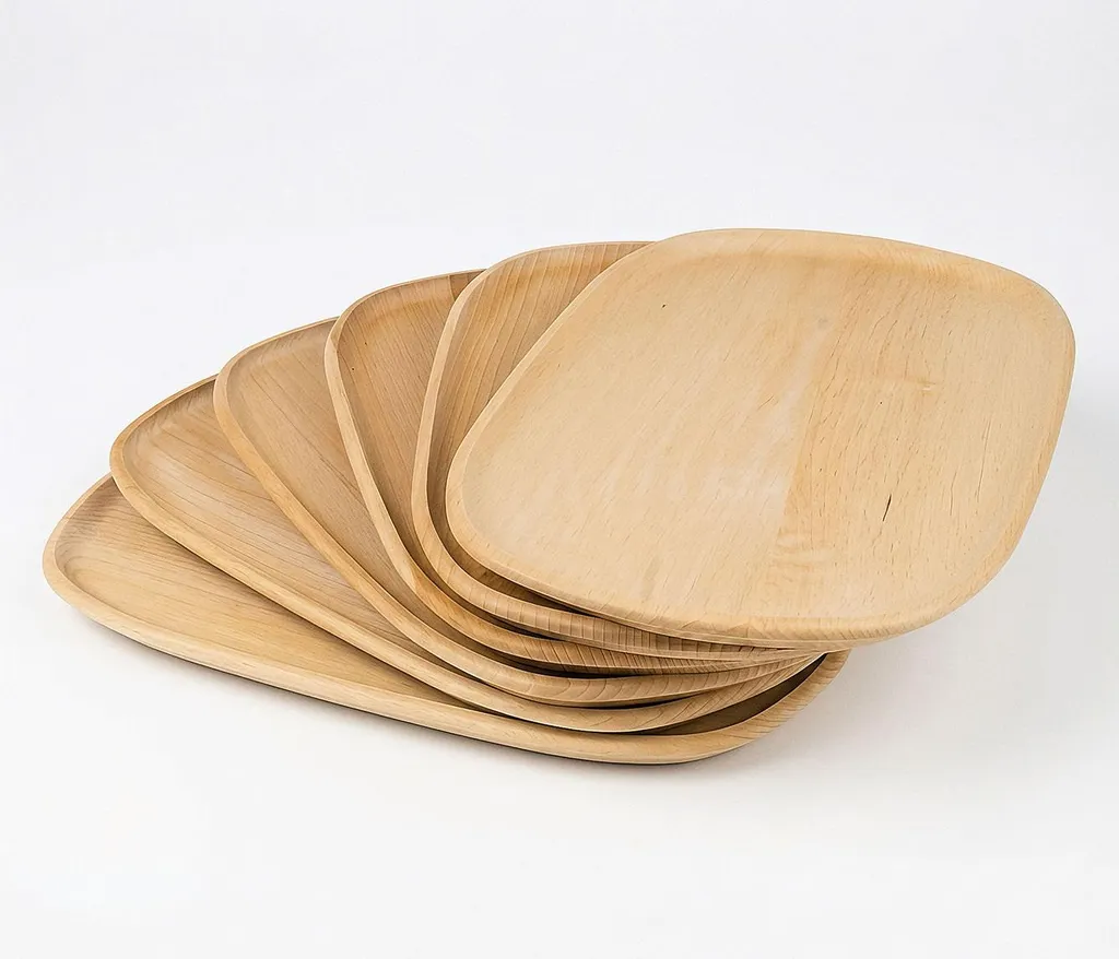 Set 6 Piatti Portata Professionali Ovale 31x20 Legno Faggio Massello
